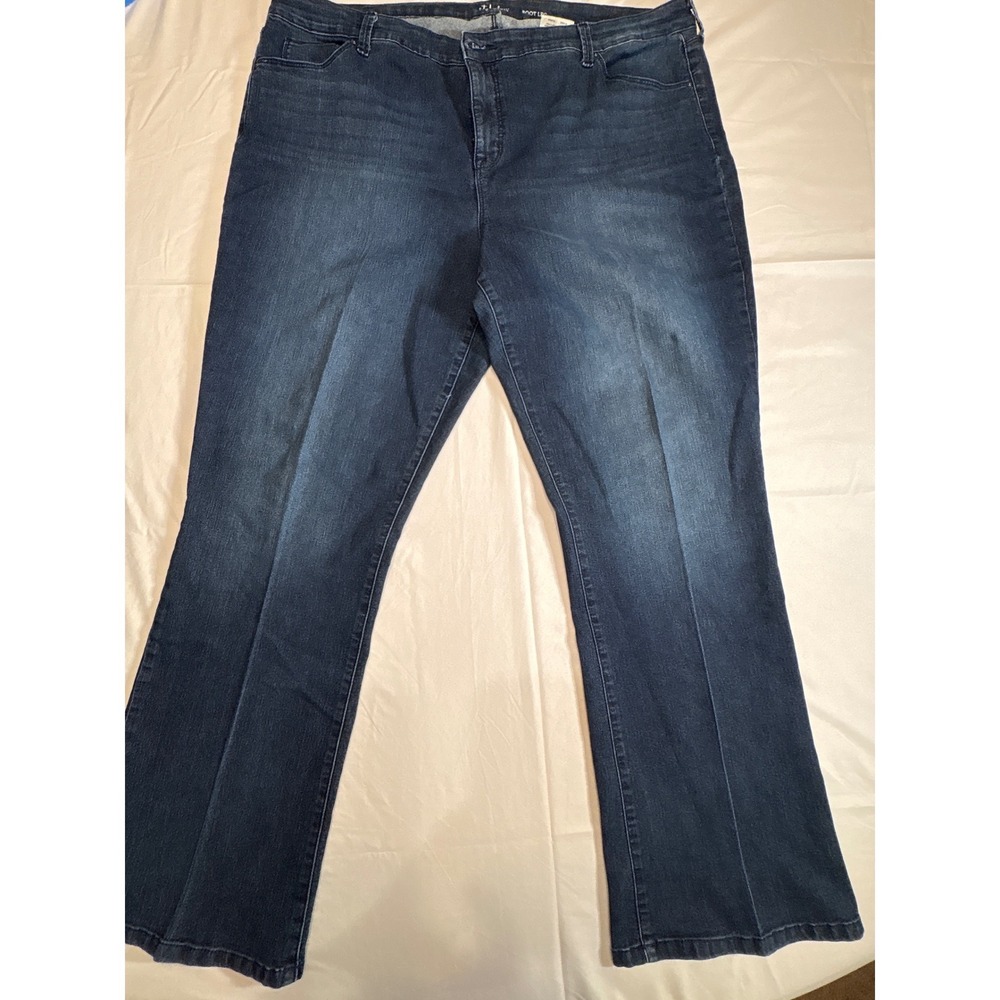 St Johns Bay Womens Dark Wash Bootcut Jeans Blue Denim Plus Size 22W 29 Inseam